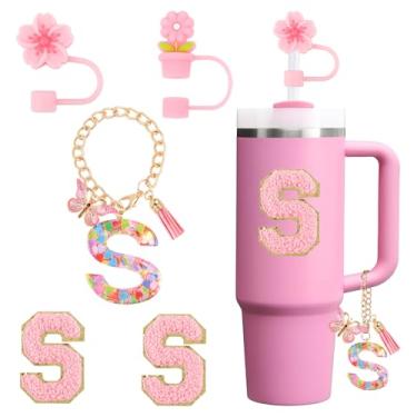 Imagem de Conjunto de acessórios para copo Stanley Cup 850.5 g 1,134.0 g copo com alça, incluindo tampa de palha, pingente de alça, adesivo 5 peças (P)