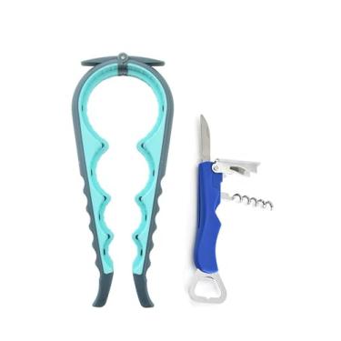 Imagem de Zmingxuan Abridor de garrafa multifuncional 7 em 1, abridor de lata de cozinha com saca-rolhas, abridor de frascos e abridor de latas para mãos fracas, idosos com artrite e qualquer pessoa com baixa