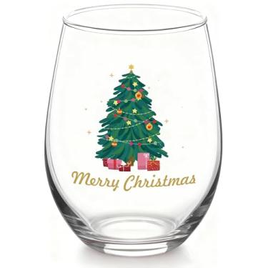 Imagem de Slugeren Taça de vinho de árvore de Natal 500 ml, presentes de Natal para família, amigos, decoração de casa de Natal, decoração de festa