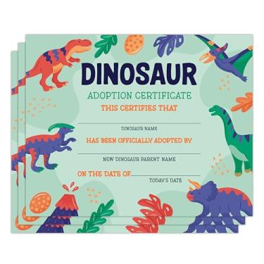 Imagem de Certificados de adoção de dinossauros para meninos, lembrancinhas de festa de adoção de animais de estimação, decorações de festa de adoção com tema de dinossauro, adote uma lembrança de festa de