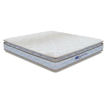 Imagem de Colchão Casal Probel Espuma D33 Pillow Top 138x188x18cm Guarda Costas Lyon Branco/Bege