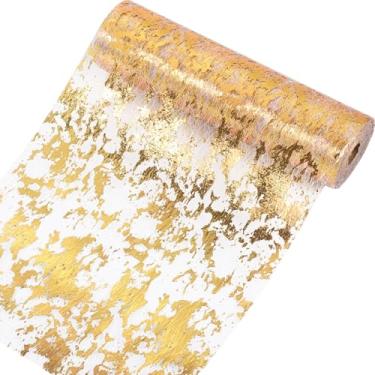 Imagem de Caminho de mesa com glitter dourado de poliéster, rolo de 30 metros para decoração de festa e casamento, 28 cm de largura