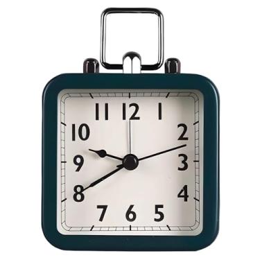 Imagem de Relógio de mesa vermelho minimalista moderno, despertador de quartzo silencioso, design quadrado para quarto e escritório