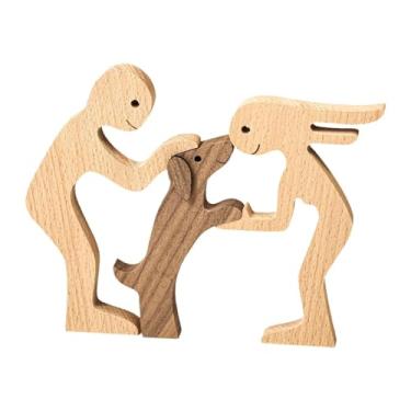 Imagem de Bothyi Estátua de Homem e Cachorro, Escultura de Cães, Ornamentos de Mesa, Estatuetas Colecionáveis ​​de Cachorros, Estátua de Madeira para Estante, Mesa ou