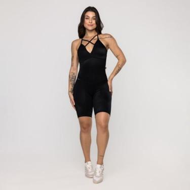 Imagem de Macaquinho Fitness Feminino Bojo Decote Poliamida Texturizado - ORBIS 