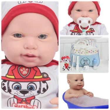 Imagem de Boneco Reborn Menino Recém Nascido Carequinha + Acessórios - Cegonha R