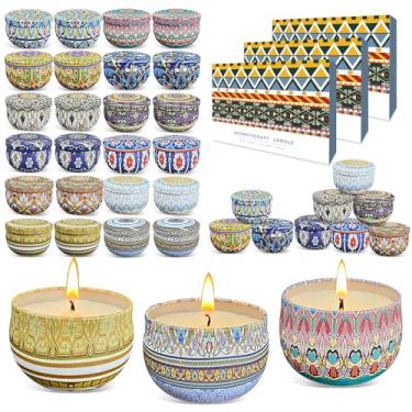Imagem de Conjunto de 36 velas perfumadas para casa, alívio de estresse, aromaterapia, padrões russos - cera de soja natural e fragrância - presentes para mulheres, mãe, melhor amiga, esposa, aniversário