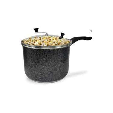 Imagem de Alegrete Pipoqueira Polida Vitória, Alumínio, 3,5L, 22cm Diâmetro, com Manopla Giratória, Cabo Anatômico, Furos para Vapor