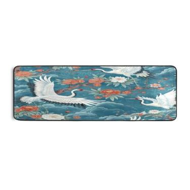 Imagem de Qilmy Tapete de corredor de guindaste coroado vermelho voador 183 x 61 cm, antiderrapante, antifadiga, confortável, tapetes longos, para quarto, sala de estar, banheiro, corredores, entrywa27