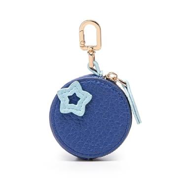 Imagem de Linda bolsa de moedas de frutas, mini bolsa de moedas de couro PU com zíper e chaveiro, kawaii, morango, laranja, pêssego, maçã, mirtilo, carteira, mochila, acessório de bolsa, Blue Berry