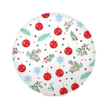 Imagem de Wassud Jogo americano bolas de Natal tapetes de mesa redondos para cozinha e jantar tapetes laváveis resistentes ao calor decoração de mesa 39 cm