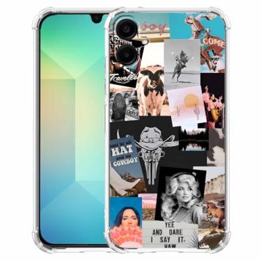 Imagem de malegaon Cowboy Cowgirl Western Country Art Colage, capa completa de TPU macio na moda para Samsung Galaxy A06 transparente