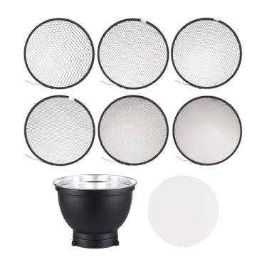 Imagem de Acouto Kit de Refletor Padrão, Grade e Placa Difusora de 7 Polegadas para Iluminação de Estúdio de Montagem, Fotografia Com Efeitos de Sombra, Efeitos de Iluminação Profissional, Etc,