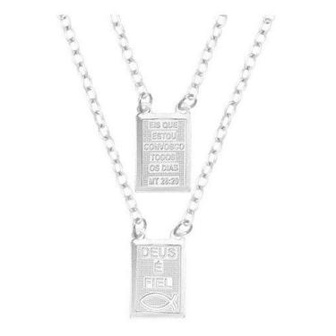 Imagem de Escapulario Deus È Fiel Prata 925 80cm Medalha 14x10