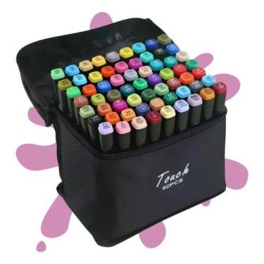 Imagem de Canetinhas Marcador Touch 60 Cores Ponta Dupla Kit Desenho Profissiona