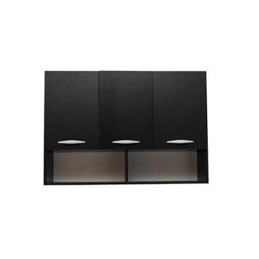 Imagem de Armário Aéreo Multiuso 87x27x61cm Cozinha Lavanderia - Preto