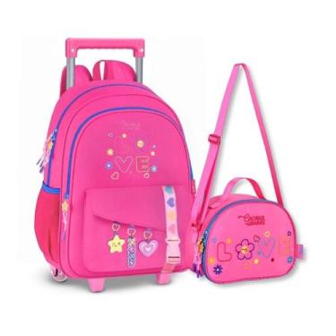 Imagem de Mochila Rodinhas com Lancheira Cacau Haxkar Kit Escolar Infantil Femin