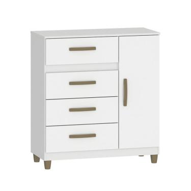 Imagem de Cômoda Leme 1 Porta 4 Gavetas Branco