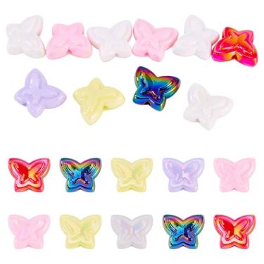 Imagem de 10 peças opacas contas de borboleta acrílicas iridescentes contas de plástico bonito contas soltas para bricolage pulseira da amizade brinco colar fazer joias charme estético contas para chaveiro