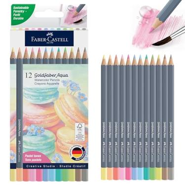 Imagem de Faber-Castell Lápis de aquarela Goldfaber Aqua: tons pastel - 12 unidades, lápis pastel solúveis em água para desenho e pintura, materiais de arte para artistas e amadores