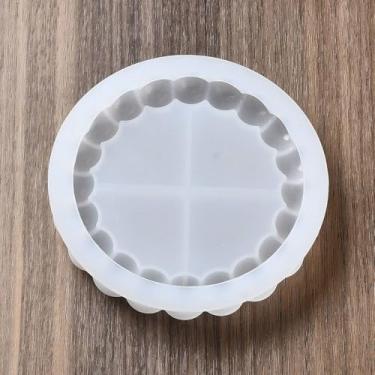 Imagem de 1 molde de silicone faça você mesmo, moldes geométricos brancos de design redondo para fazer velas, chocolate, doces, fondant, tapete de porta-copos ou decoração de bolo DIY e decoração de escultura
