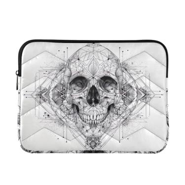 Imagem de Bolsa de laptop geométrica fina e leve com caveira, capa de transporte durável para tablet de viagem de trabalho, bolsa masculina para computador, de 13 a 14 polegadas