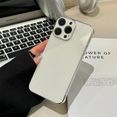 Imagem de Capa de luxo ultrafina em vidro temperado para iPhone 16 15 14 12 13 Mini 11 Pro Xs Max X Xr 15 16 Plus, capa protetora rígida (para iPhone 13/Branca)