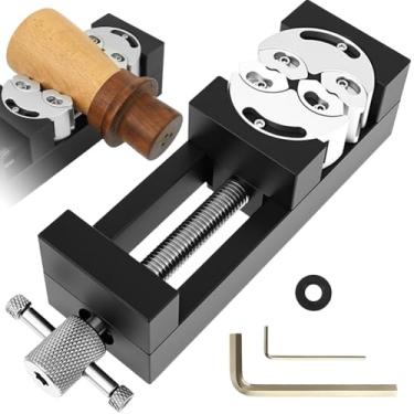 Imagem de Mini grampo de torno de bancada, torno de prensa de broca resistente, torno de bancada usinado CNC de precisão de liga de alumínio para eletrônicos, marcenaria e fabricação de joias, mandíbulas duplas