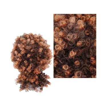 Imagem de Penteado Afro Puff Preto Cacheado Sintético Com Franja E Cordão Para M