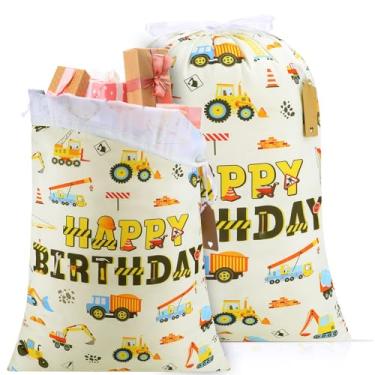 Imagem de Capoda 2 sacos extragrandes com cordão para chá de bebê 50 x 71 cm, sacos de feliz aniversário, tecido reutilizável, bolsa de presente para aniversário, chá de bebê, material de embrulho para presente