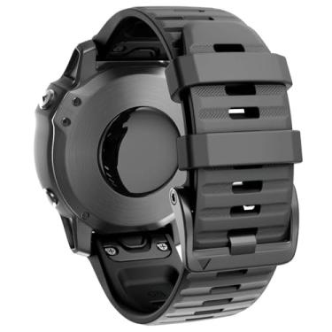 Imagem de CYSUE Para Fenix 8, 6X/7X, pulseira de relógio de silicone macio de 26 mm de encaixe fácil para smartwatch Fenix 5X/Fenix 5X Plus/Fenix 3/Fenix 6X Pro/Descent Descent MK2i (preto)
