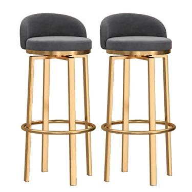 Imagem de Bancos de bar giratórios, conjunto de pernas de metal dourado, moderno, banco de bar com altura para balcão, cadeiras de jantar altas para casa, cozinha e ilha
