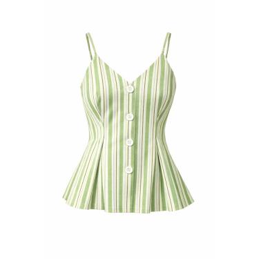 Imagem de Blusa Feminina Tricoline Listrada Decote V Elegante Moderna