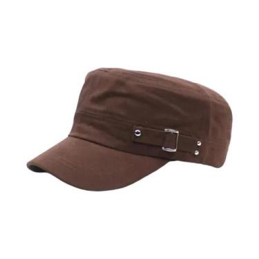 Imagem de Boné Militar Unissex Ajustável - Algodão Lavado, Viseira Plana, Marrom