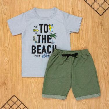 Imagem de Conjunto curto infantil 2 ao 10  algodão beach cinza - Loja Era Uma Ve