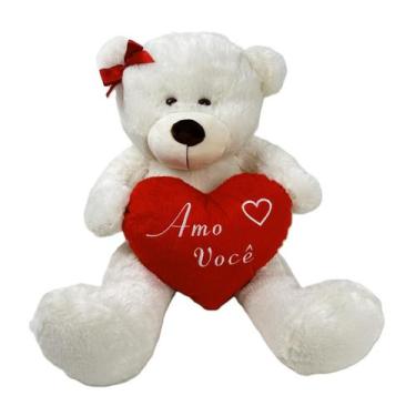 Imagem de Urso Pelúcia com Coração Vermelho Amo Você Amor em Forma de Urso 28cm 