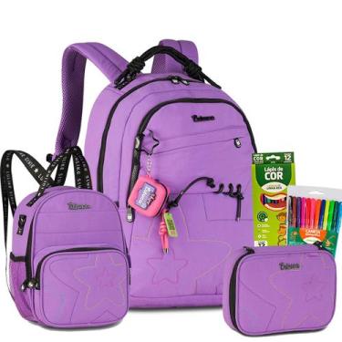 Imagem de Kit Mochila Escola Costas Infleuncer Luluca Lancheira Estojo