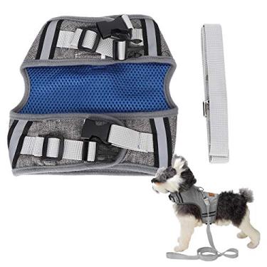 Imagem de Ainoli poliéster malha respirável estilo colete para animais de estimação cinta peitoral puxando corda de tração para cães gatos (eu)