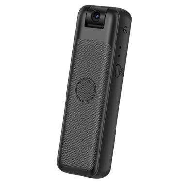 Imagem de Vroomoto Câmera de corpo pequeno 1080p com gravação de áudio e vídeo, câmera de vídeo portátil com lente rotativa com clipe traseiro, gravador vestível para reuniões, viagens, sem memória