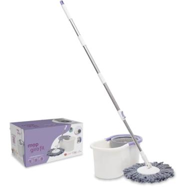 Imagem de Mop com Balde e Esfregão Giratório – Sistema de Giro para Limpeza de Pisos sem Esforço, Microfibra, Cabo Ajustável, Balde de 8 litros. Ideal para Casa e Uso Diário.