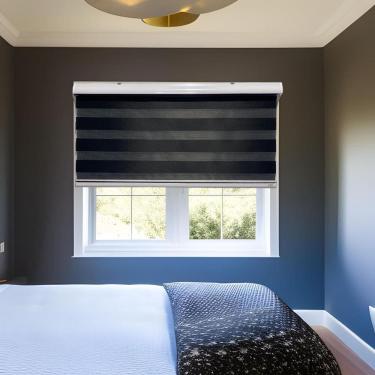 Imagem de Persiana Rolo Duplo Tecido Zebra Preta 120 L X 160 A Double