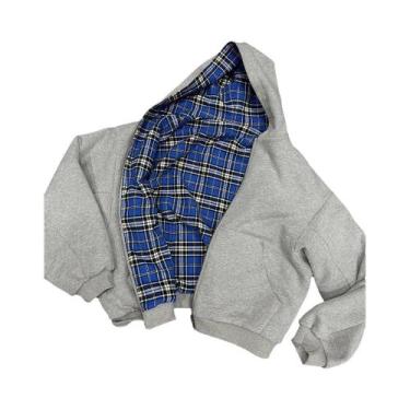 Imagem de Moletom Feminino Com Estampa Xadrez, Casual De Inverno, Quente, Com Zí