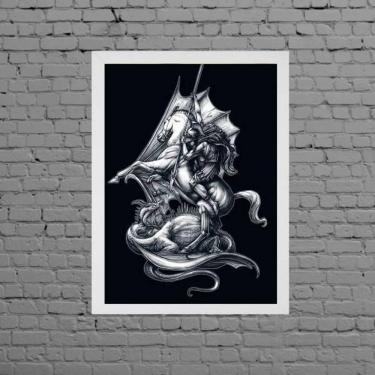 Imagem de Quadro Desenho São Jorge Preto E Branco