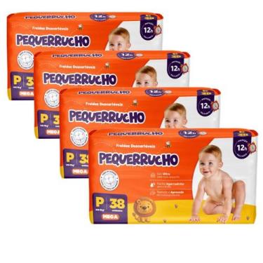 Imagem de Kit 4 PCT Fralda Descartável Pequerrucho Mega Todos os tamanhos, G