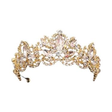 Imagem de Tiaras De Casamento Em Cristal Dourado, Coroas De Noiva Com Strass Par