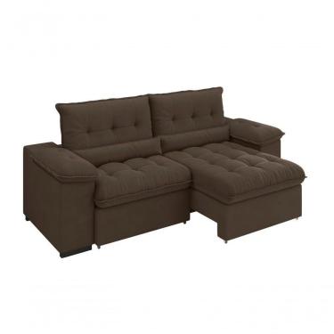 Imagem de Sofá Arezzo Retrátil/reclinável 4lugares Suede Marrom 2,15m - Xflex