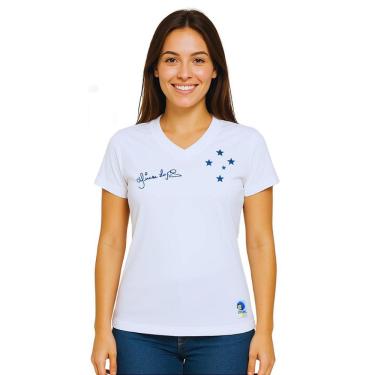 Imagem de Camisa Cruzeiro Feminina Retrô Dirceu Lopes Branca
