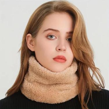 Imagem de Cachecol Feminino De Inverno Corta-Vento De Pelúcia, Gola Tubular De C