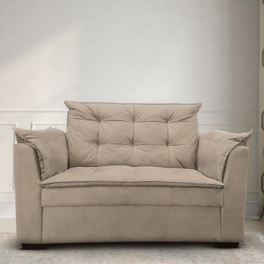 Imagem de Sofá 2 Lugares Para Sala Moderno Confortável Amélia Suede Bege