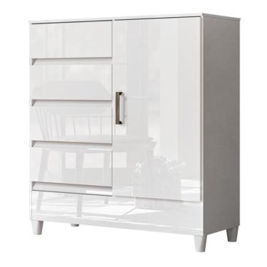 Imagem de Cômoda Fit 1 Porta E 4 Gavetas Branco - Santos Andirá